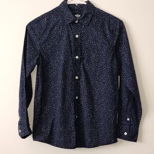 Boy's Navy Blue Patterned Buttons Down Long Sleeve Shirt
